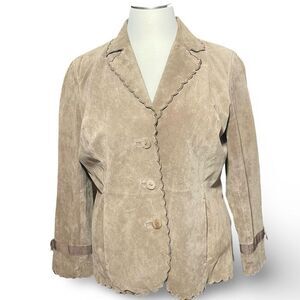 TERRY LEWIS Classic Luxuries, Tan Leather Jacket,  Button Closure, Size 2X